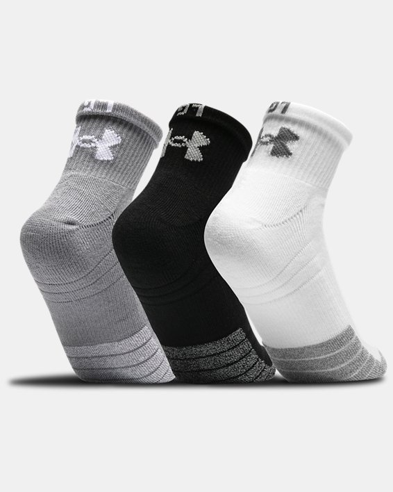 Unisex HeatGear® Quarter Socks 3-Pack, Gray, pdpMainDesktop image number 2